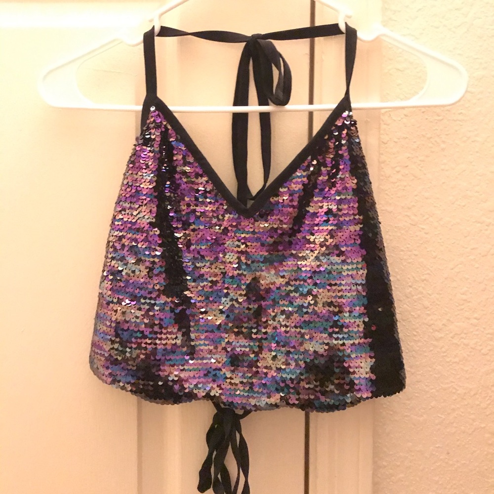 PURPLE SPARKLY SEQUIN TOP